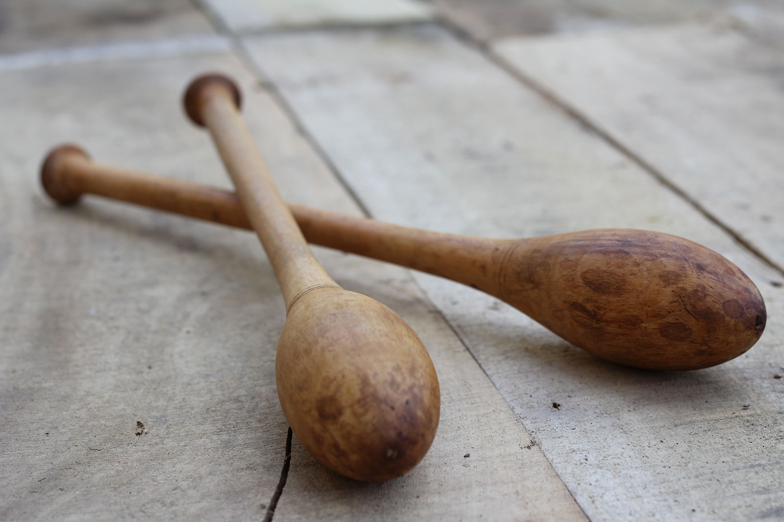 Antique teardrop Indian clubs