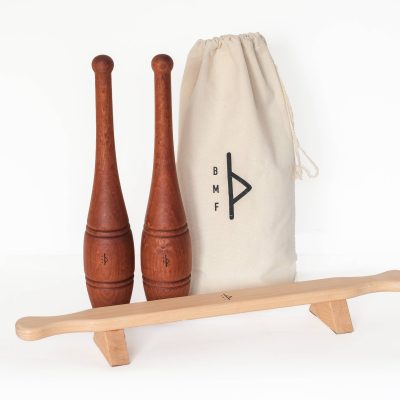 Indian clubs + canvas carry bag + shena push-up board bundle