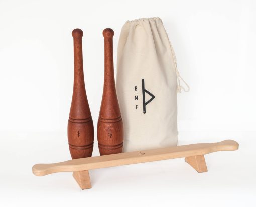 Indian clubs + canvas carry bag + shena push-up board bundle