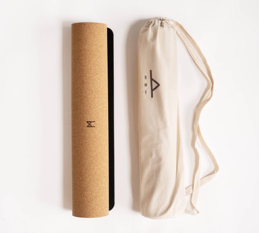 Cork/rubber nordic rune yoga mat with BMF canvas bag