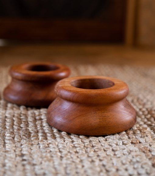 Hand-turned wooden bases for Indian clubs, flowmace and tai chi balls