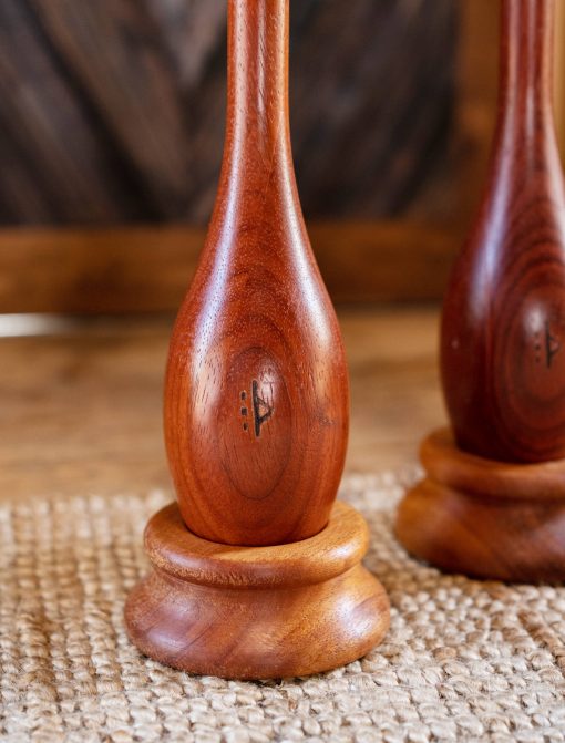 Hand-turned wooden bases for Indian clubs, flowmace and tai chi balls