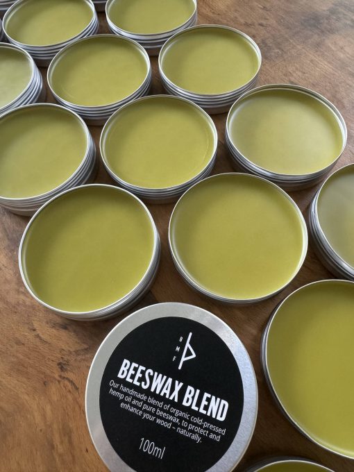 BMF beeswax wood polish blended with organic hemp oil blend for protecting Indian clubs and Persian meels – naturally.
